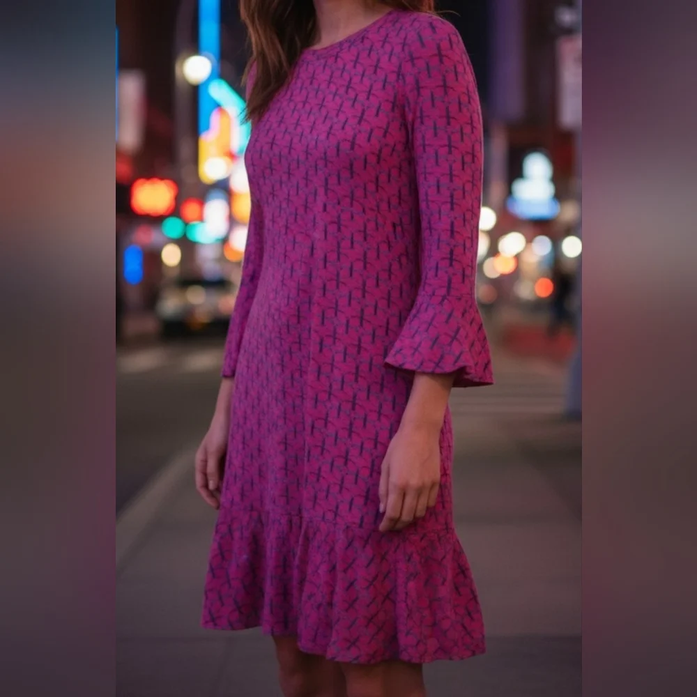 Buckhead Betties - NWT, Maze Runner Mandy Poly-Knit Shift Dress, Ruffled Bottom - Picture 11 of 11